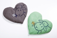 Saling Rapskissen Herz mit Stickerei gr�n/gelb